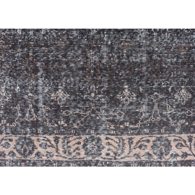 Cream Over Dyed Gallery Oushak With All-Over Floral Design in Charcoal, Cream & Grays For Sale - Image 8 of 15