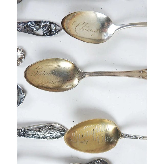 Antique Mismatched Novelty Sterling Silver Teaspoons - Set of 9 For Sale - Image 4 of 13