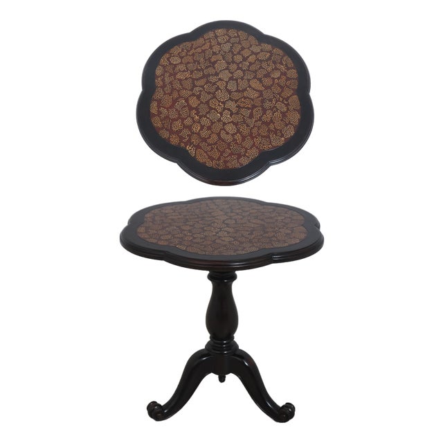 Maitland Smith Clover Decorated Top Occasional Lamp Table For Sale