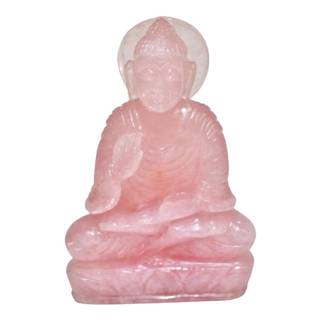Natural Rose Quartz Buddha Statue Pink Gemstone For Sale