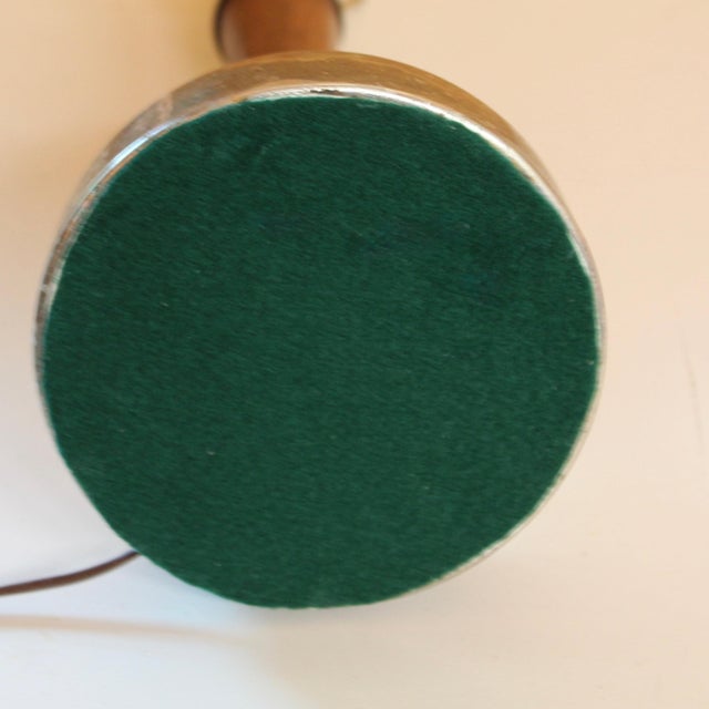 Mid-Century Modern Vintage Mid-Century Modern Walnut and Brass Table Lamp With Clear Glass Orb Base Accents For Sale - Image 3 of 6