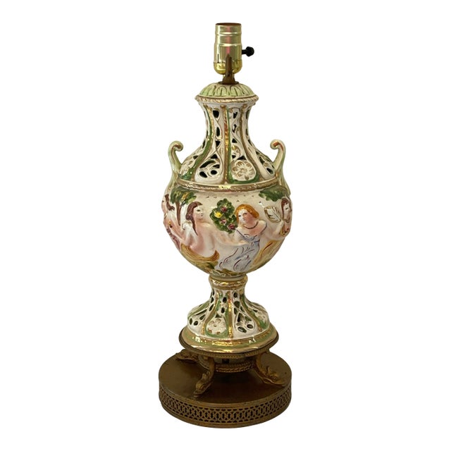 Mid 20th Century Roman Capodimonte Style Table Lamp For Sale
