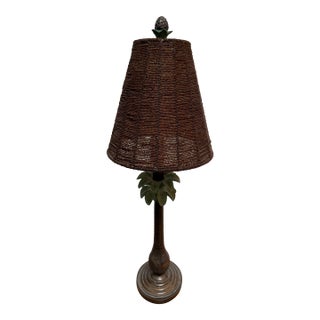 Tropical Palm Tree Table Lamp With Beaded Shade For Sale