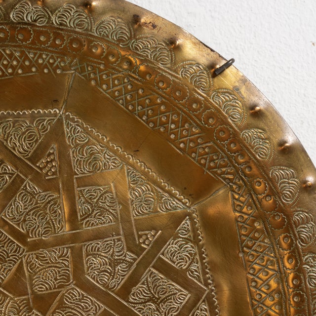 Moroccan Mid 20th Century Morocco Brass Tray For Sale - Image 3 of 15