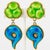 Dominique Denaive Green and Blue Ceramic Dangle Clip Earrings For Sale - Image 4 of 7