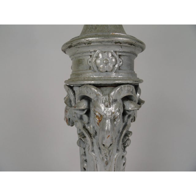 Traditional Carved Wood Rams Head Lamp For Sale - Image 3 of 7