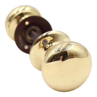 Reclaimed Classic 1.75 In. Polished Brass Door Knob Set For Sale