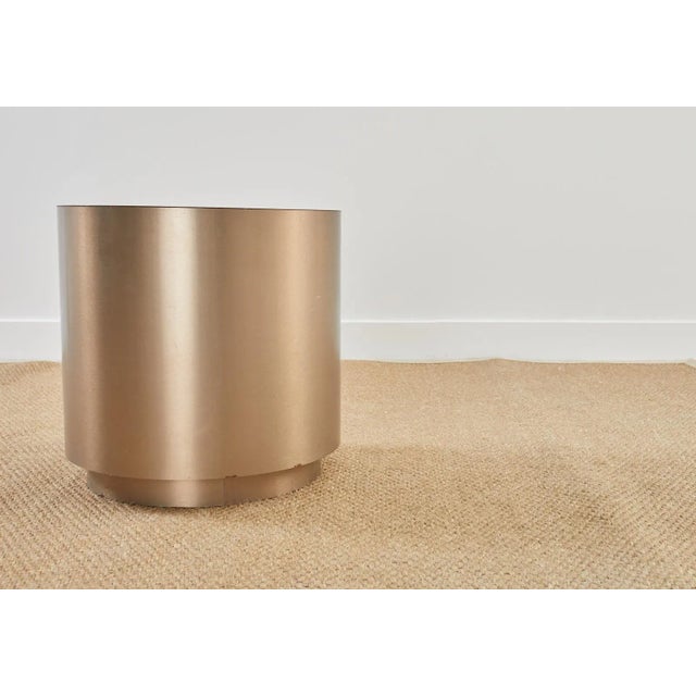 Modern Round Bronzed Steel Veneer Revolving Display Table Stand For Sale - Image 3 of 11