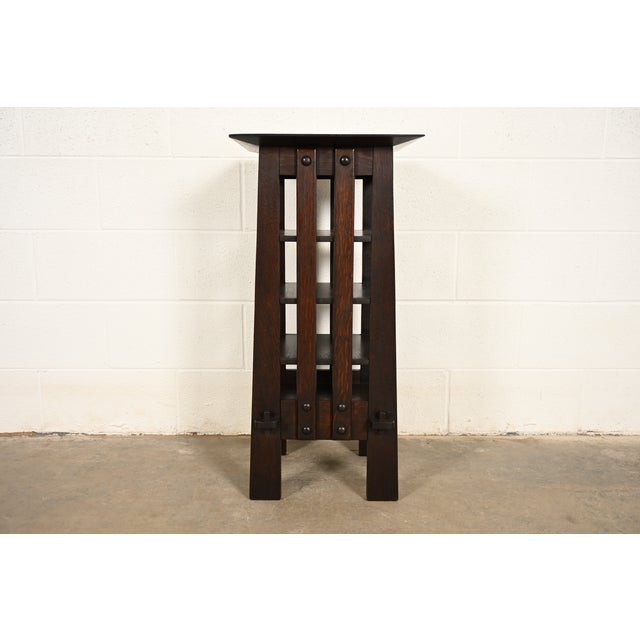 Wood Stickley Brothers Style Antique Mission Oak Arts & Crafts Bookstand or Magazine Rack, Circa 1905 For Sale - Image 7 of 10