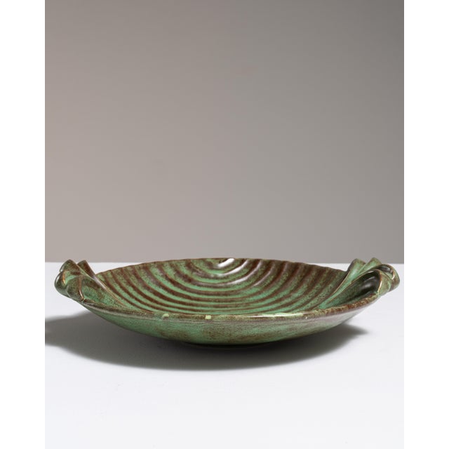 Ceramic 1970s Germany Forest Green Ceramic Serving Bowl For Sale - Image 7 of 15