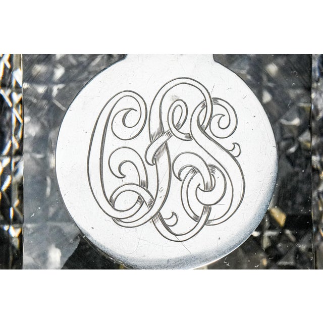 Elegant Large Antique Paperweight Crystal Sterling Silver English Desk Inkwell For Sale - Image 4 of 15