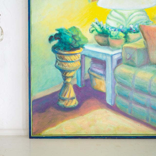 1990s Fauvist Painting of a Living Room Interior Still Life Signed Henson For Sale - Image 5 of 10