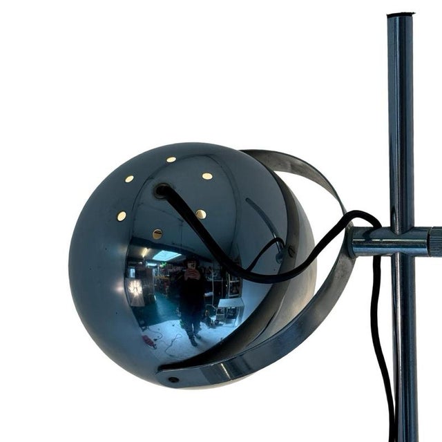 Metal Space Age Mid-Century Modern Floor Lamp with 2 Chrome Shades from Gepo For Sale - Image 7 of 9