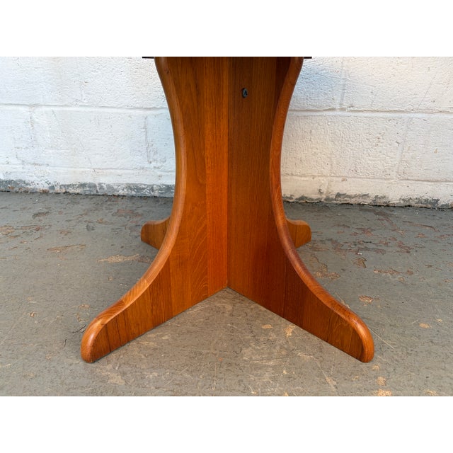 Mid-Century Modern Round Teak Dining Table With Sculptural Pedestal Base For Sale - Image 11 of 11