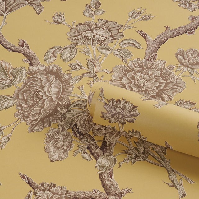 Schumacher Schumacher Inverness Garden Wallcovering In Buttercup For Sale - Image 4 of 6