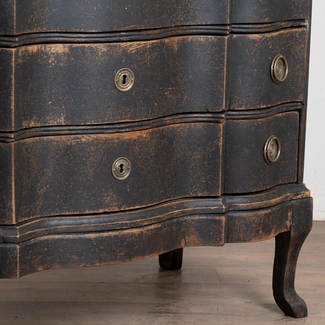 Late 18th Century Danish Black Painted Oak Rococo Chest of Four Drawers For Sale - Image 13 of 15