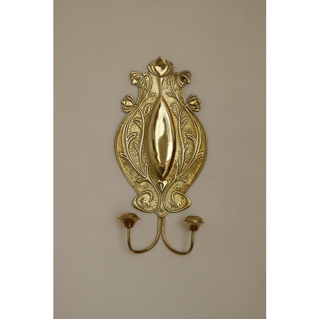 Swedish Art Nouveau Style Brass Double Arm Sconces, Set of 2 For Sale - Image 13 of 17