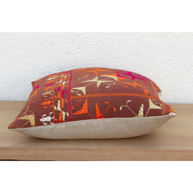Ancient Echo, Antique Phulkari Pillow Cover For Sale - Image 4 of 6