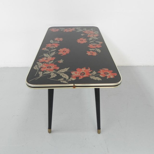 Vintage Coffee Table with Glass Top and Angled, Tapered Legs, 1950s For Sale - Image 9 of 18