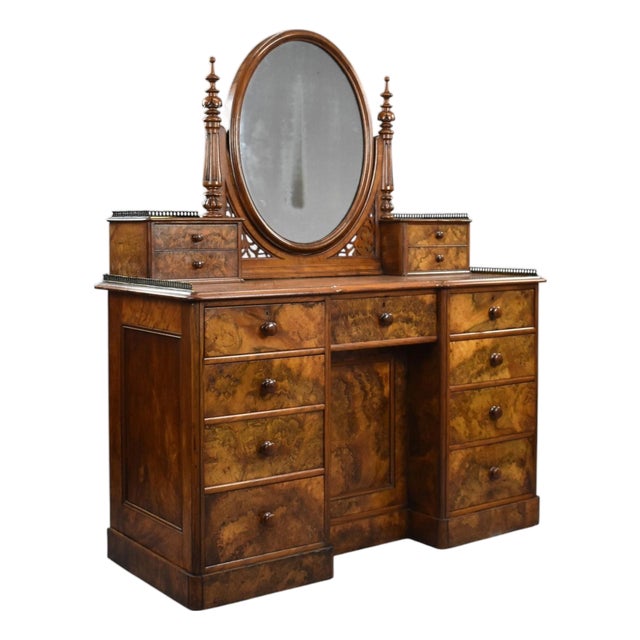Victorian Burr Walnut Dressing Table, 1860s For Sale