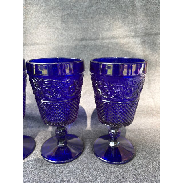 Mid 20th Century Vintage Cobalt Blue Goblets Set of 5 For Sale - Image 5 of 16