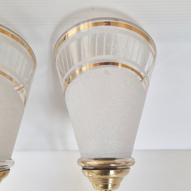 Vintage Wall Lights in Glass and Gilded Brass, 1950s, Set of 2 For Sale - Image 6 of 12
