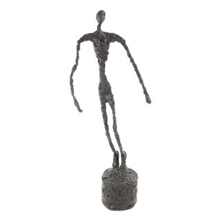 Modern Dark Patinated Falling Man Sculpture, Bronze For Sale
