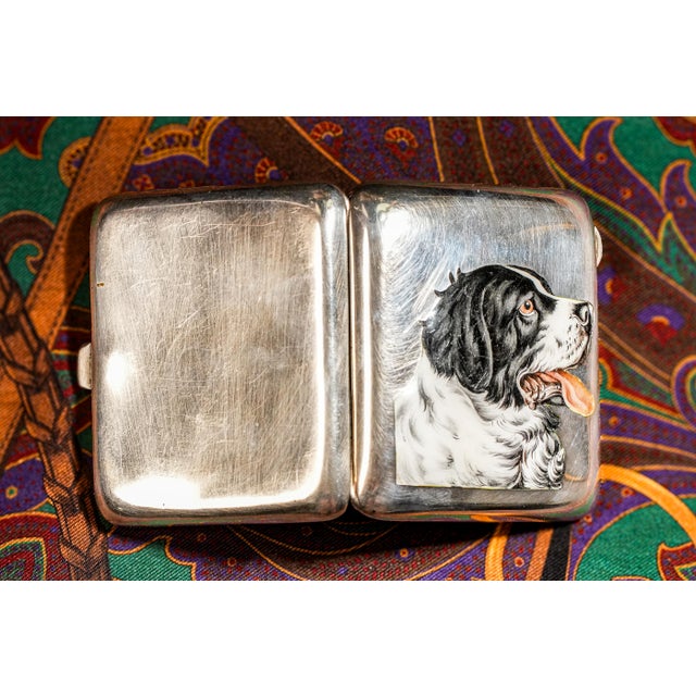 Fantastic Hand Painted Enamel Springer Spaniel Dog 800 Silver Antique Cigarette Case Holder Tobacciana For Sale - Image 14 of 18
