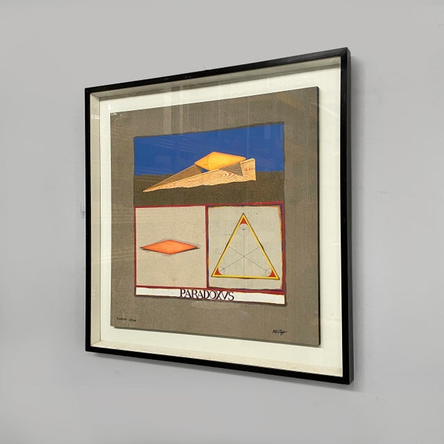 Italian modern silkscreen print by Lucio by Pezzo for Tisettanta, 1970s Silkscreen print with a collage element on a...