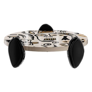 Coa Oval Center Table in Wood Abstract Print by Hommés Studio For Sale