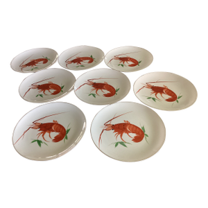 Contemporary Dinner Plates With Lobster Design in the Style of Plates Made in Japan - Set of 8