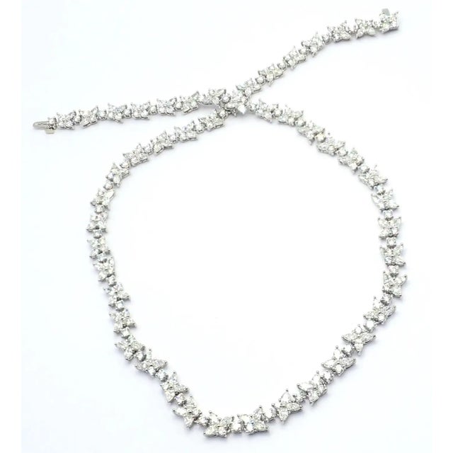 Platinum Tiffany & Co. Victoria Diamond Mixed Cluster Platinum Necklace For Sale - Image 8 of 12