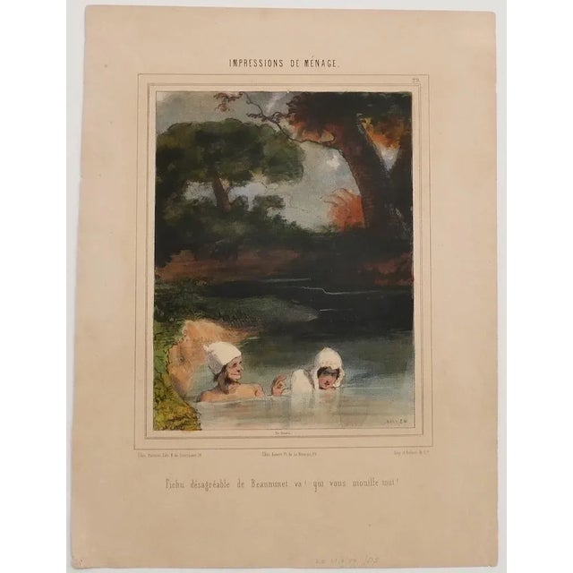 Impressions De Ménage is a satirical illustration, an original hand-colored lithograph on creamy paper realized by the...
