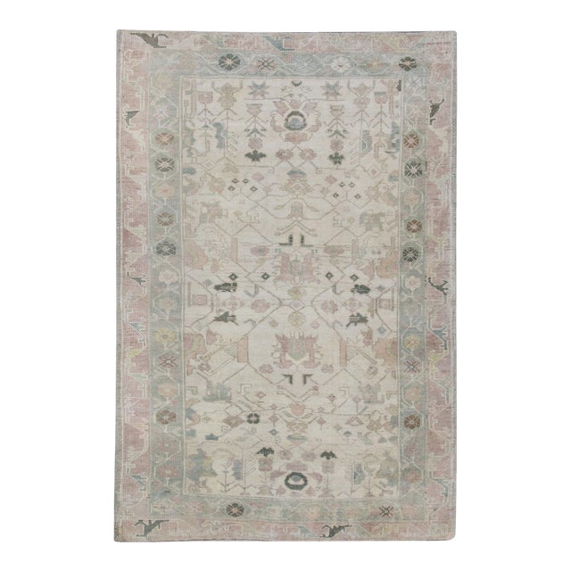 Oriental Hand Knotted Rug Turkish Anatolian 4'1" x 5'6" For Sale