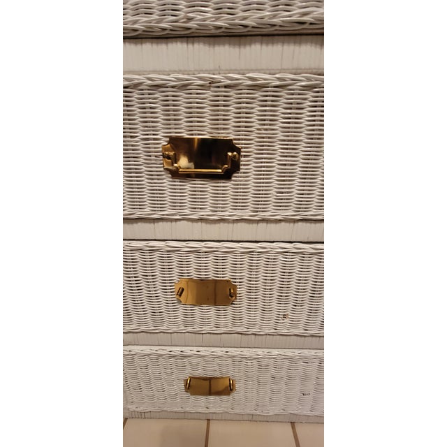 1980s 1980's Henry Link Style Coastal 6 - Drawer Wicker Dresser For Sale - Image 5 of 15