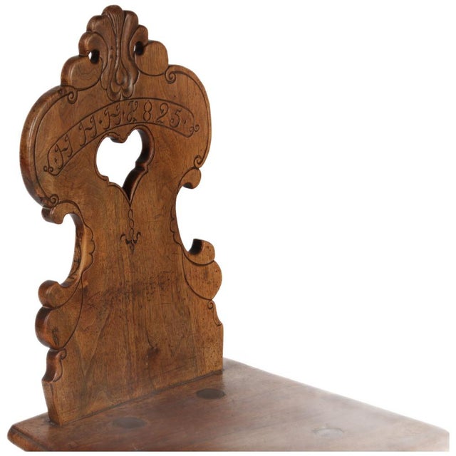 Brown Antique Board Chairs in Walnut, 1815-1825, Set of 2 For Sale - Image 8 of 13