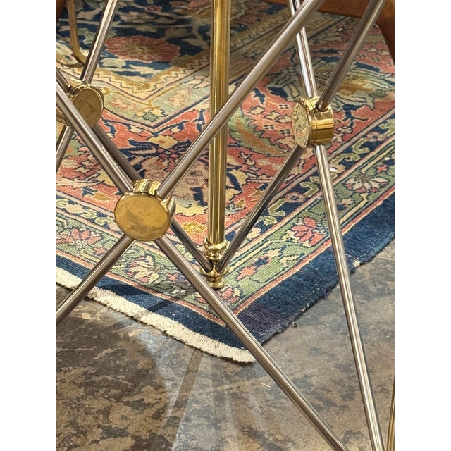 Gold Pair of Jansen Design Steel and Brass Side Tables For Sale - Image 8 of 8