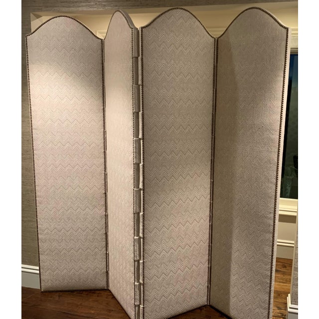 Custom Upholstered Folding Floor Screen / Room Divider Chairish
