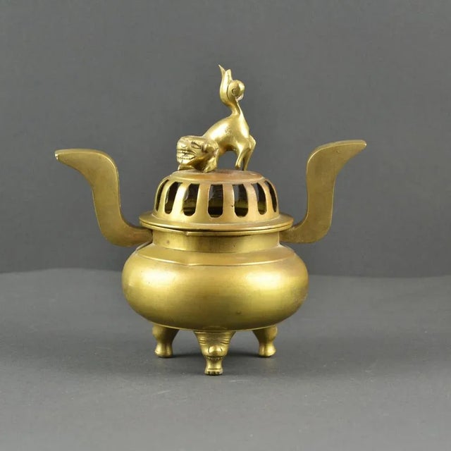Japanese Incense Burner with Lion Decoration Lid For Sale - Image 9 of 9