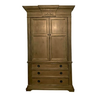 Late 1990s Henredon Neoclassical Style Oak Armoire For Sale