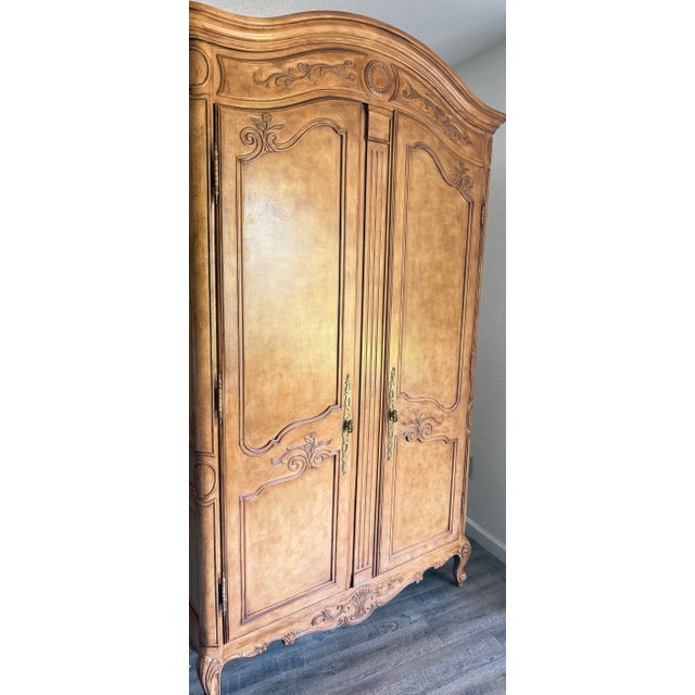 Drexel Heritage Late 20th Century Drexel Heritage “Old World” French Provincial Carved Armoire / Wardrobe For Sale - Image 4 of 12