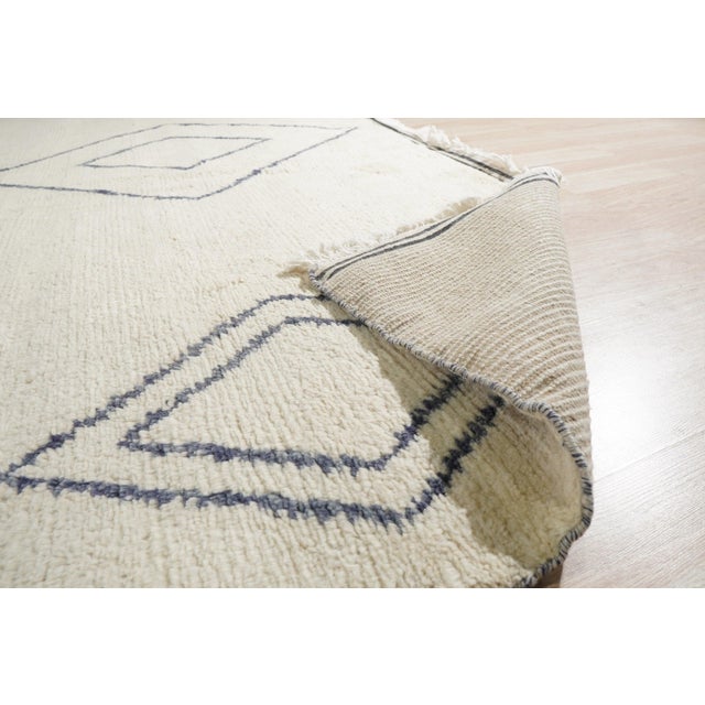4x12 Selene Moroccan Ivory Geometric Modern Hand Knotted Wool Carpet Rug For Sale - Image 4 of 6