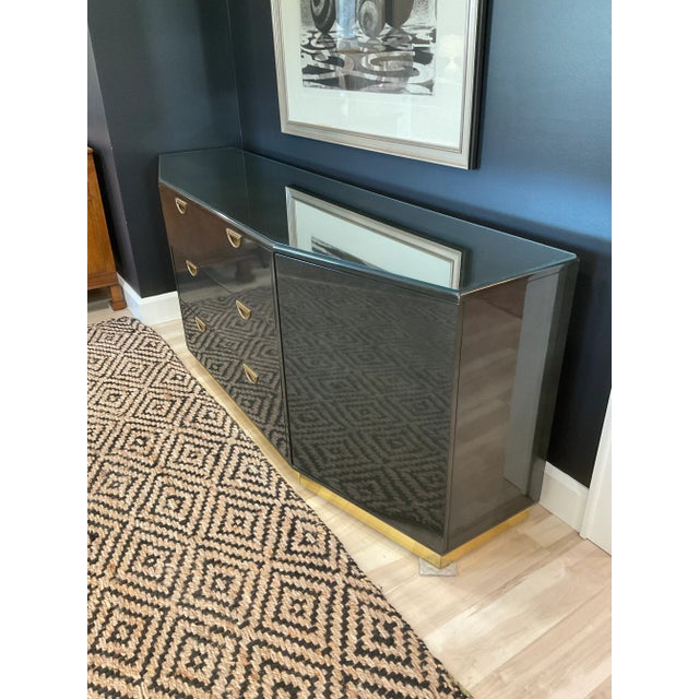 1980s 1980s Black Lacquer Credenza From John Widdicomb For Sale - Image 5 of 10