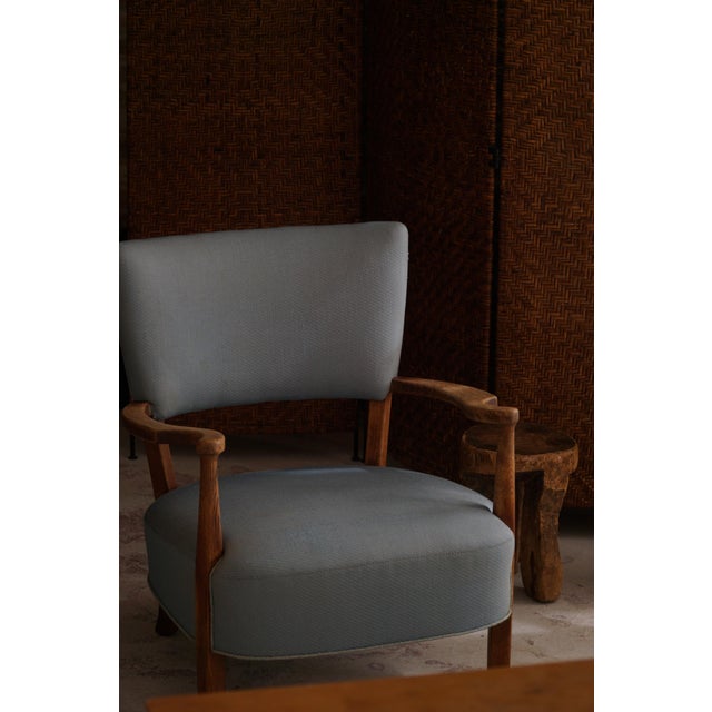 Danish Modern Curved Lounge Chair in Oak attributed to Viggo Boesen, 1950s For Sale - Image 17 of 18