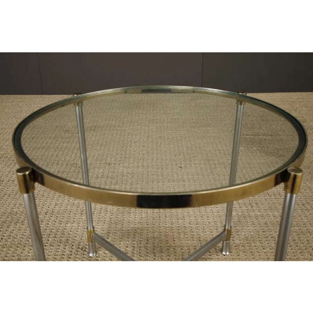 Pair of Mid-Century Brass & Steel Side Tables in the Manner of Maison Jansen For Sale - Image 9 of 18