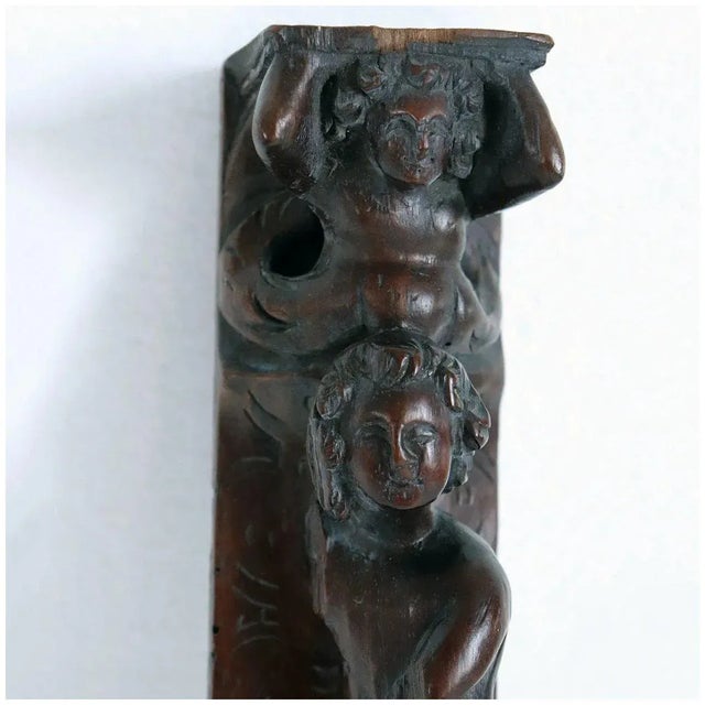 Italian Baroque Walnut Figural Furniture Carvings - A Pair For Sale - Image 4 of 5
