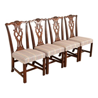 Drexel Heritage Georgian Carved Mahogany Dining Chairs, Set of Four For Sale