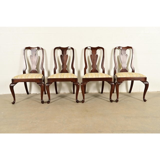 An outstanding set of four Queen Anne or Georgian style side chairs or dining chairs By Henkel Harris USA, Circa 1970s...