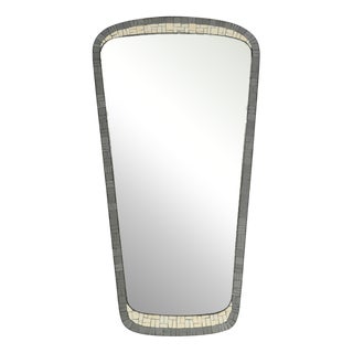 Mid-Century Modern Mosaic Wall Mirror with Brass Frame from Münchner Zierspiegel, 1950s For Sale