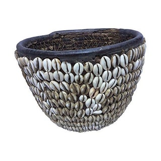 African Tribal Basket with Shells For Sale